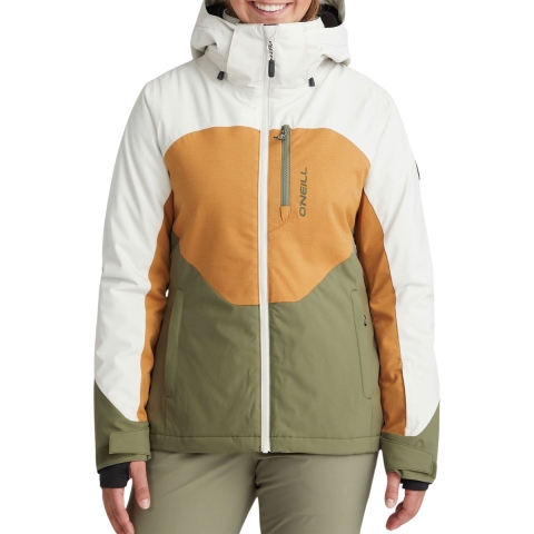 O'Neill Carbonite Ski Jas Dames - Beige/Groen/Wit, XL