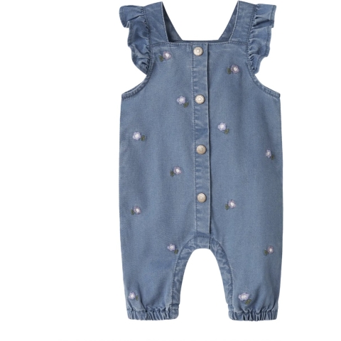 Name It Tuinbroek - NbfSage - Denim Blue/Flower - Name It - 1 jaar (80) - Tuinbroek
