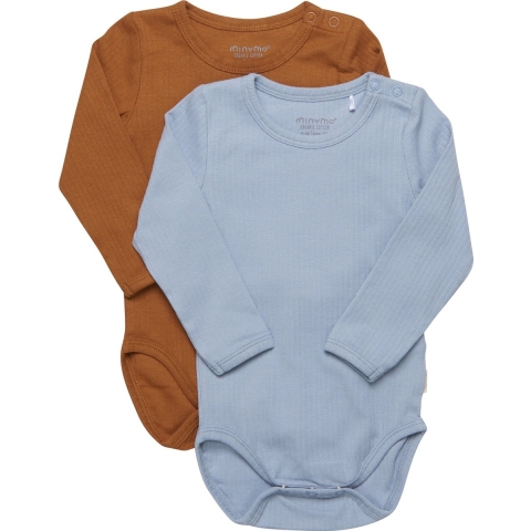 Minymo Rompers l/s - 2-pack - Ashley Blue - Minymo - 50 - Romper L/S