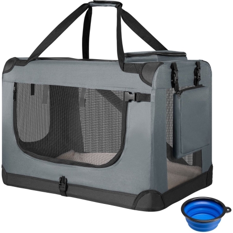 Lassie - Vouwbare Hondentransportbox M - Geschikt voor kleine honden - Grijs - 42 x 60 x 44 cm