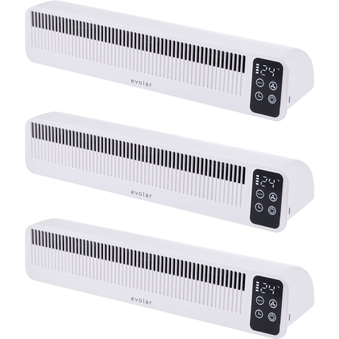 Evolar Oplaadbare Radiator Ventilator 3W -  Wit - 5200 mAh accu - met timer - Set van 3