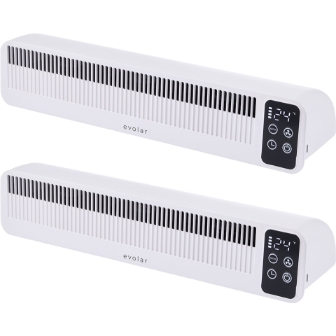 Evolar Oplaadbare Radiator Ventilator 3W -  Wit - 5200 mAh accu - met timer - Set van 2
