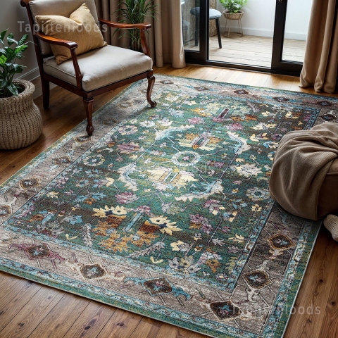 Muratap Picasso pablo vintage vloerkleed groen / multi laagpolig- 160x230