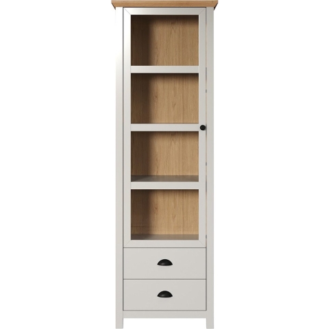 CaliCosy Vitrine 1 porte en verre trempé et 2 tiroirs l65 cm landside