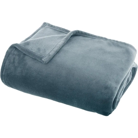 Atmosphera Plaid deken - ijsblauw - polyester - 130 x 180 cm - Bankdeken - Fleece plaid -