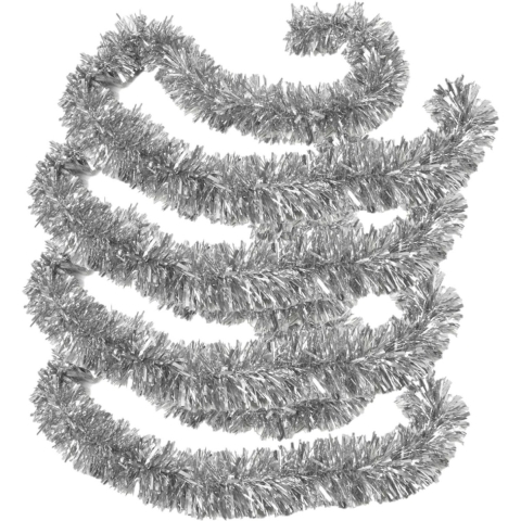 Kerstboom - 4x stuks - folie slingers - zilver - guirlandes - 180 x 12 cm - Extra brede slinger -