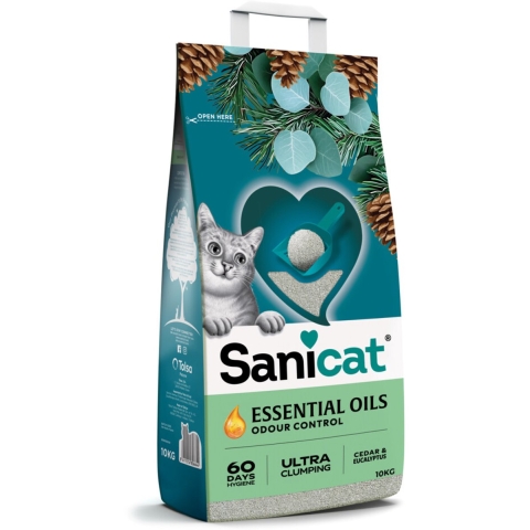 Sanicat Essential Oils Ultra White Kattenbakvulling Cedar&Eucalyptus 10 kg