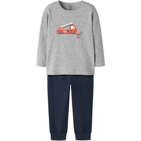 Name It Pyjama set - Noos - NmmNightset-brandweerwagen - Grijs G - Name It - 3-4 jaar (98-104) - Pyjama - Tweedelig