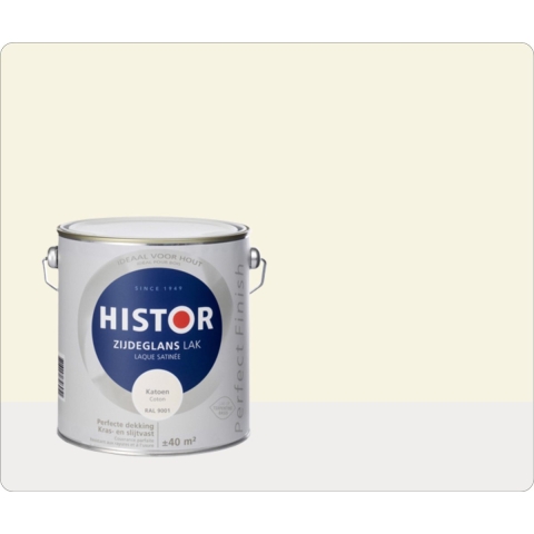 Histor Perfect Finish Alkyd Lak Zijdeglans Katoen (Ral 9001)