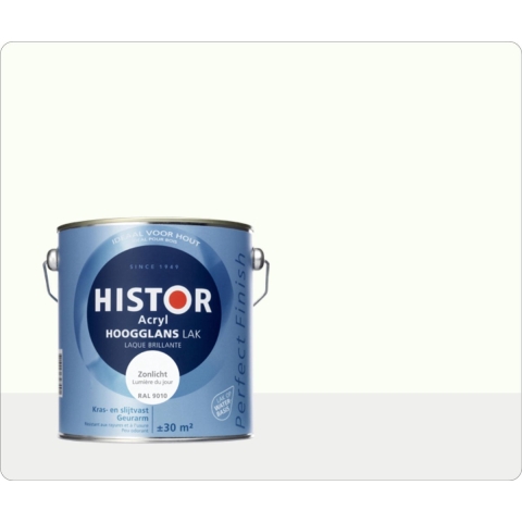 Histor Perfect Finish Acryl Hoogglans Zonlicht (Ral 9010) 2,5 liter