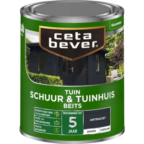CetaBever Schuur&Tuinhuis Beits Dekkend Antraciet 750 ml