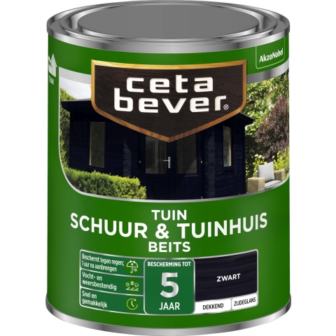 CetaBever Schuur&Tuinhuis Beits Dekkend Zwart 750 ml