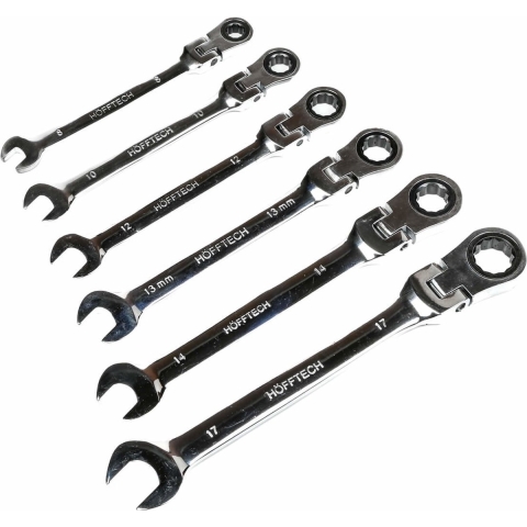 Hofftech Steek- en Ringsleutel Ratel Knik 6-delig