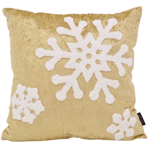 NOVÉE Sierkussen velvet gold snow | 45 x 45 cm | fluweel/polyester