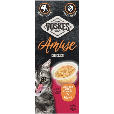 4x Voskes Kattensnack Mousse Kip 7x30 gr