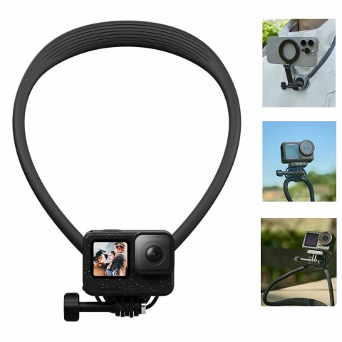 Telesin Neck Mount 360º SE2.0 met Chest Strap - Zwart