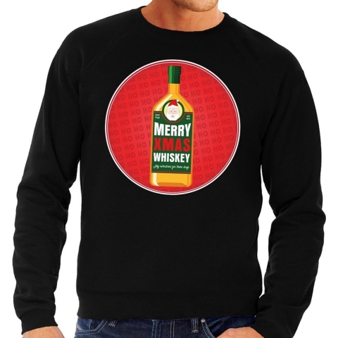 Foute kersttrui Merry Christmas whiskey zwart heren XL (54) -