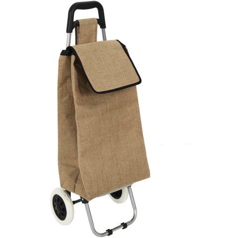 Boodschappentrolley Shopping - jute beige - 31 x 26 x 95 cm - 50 liter - extra groot -