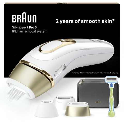 Braun IPL Silk-expert Pro 5 - Ontharingsapparaat voor thuis - Snelle IPL met 3 koppen - Wit