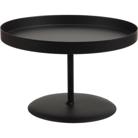 Kaarsenbord/plateau - op voet - zwart - 22 x 14 cm - metaal -