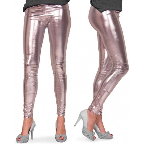 Zilveren metallic legging S/M -
