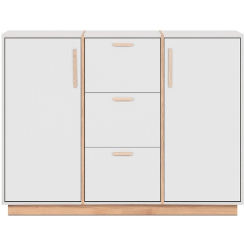 CaliCosy Buffetkast met 2 deuren en 3 lades, wit en hout, l 125 cm split