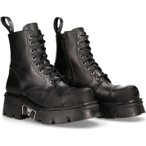 New Rock zwart lederen militaire bikerlaarzen - M-NEWMILI083-S19