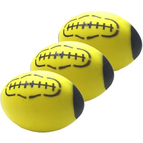 T&F Creations rugby bal - 3x - geel - foam - 24 cm - sport ballen - American football - schuimrubber -