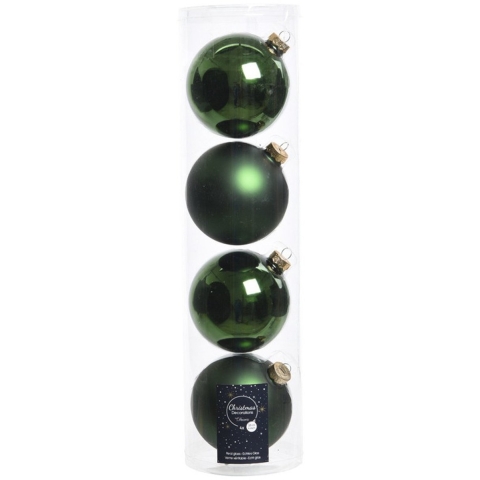 16x Donkergroene glazen kerstballen 10 cm glans en mat -