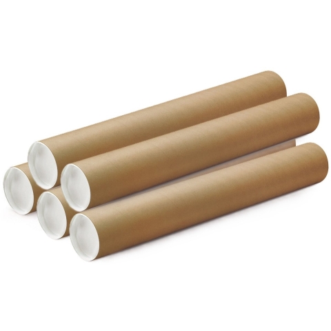 Poster koker - 10x - 730 x 100 mm - bruin - karton - met witte deksel - verzendkokers - delselkoker -