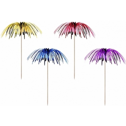 Decoratie prikkers vuurwerk - 60x - 17 cm - ijscoupe prikkers - ijsprikkers -