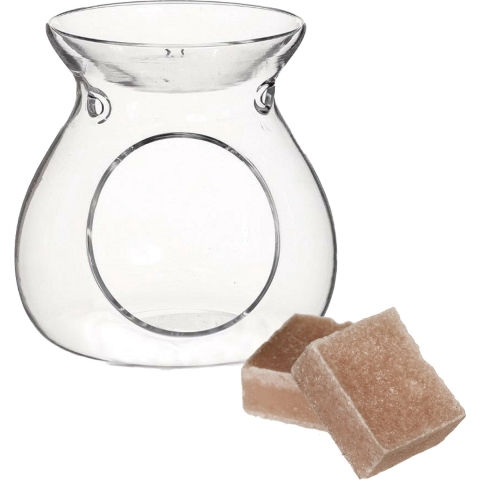 Amberblokjes/geurblokjes cadeauset - sandelhout geur - inclusief geurbrander -