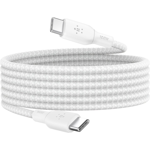 Belkin 100w USB-C to C Braided, 2m, Wit
