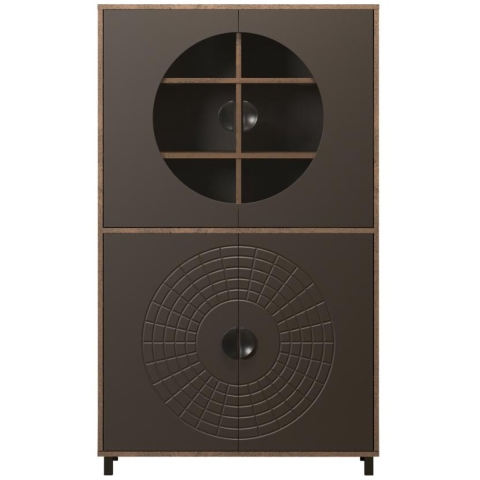 CaliCosy Hoog dressoir met 4 deuren, waarvan 2 met gehard glas h163 cm fusion