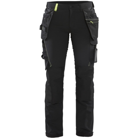 Blåkläder Dames 4-weg stretch werkbroek 71921645 | Zwart/High-Vis Geel | Maat 48 - 7330509729052