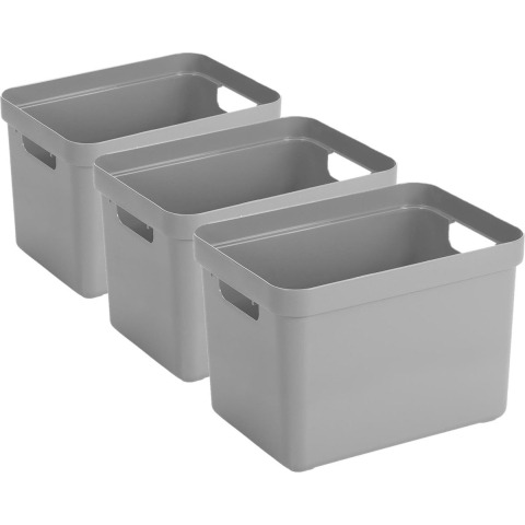 Sunware Opbergbox Sigma - 6x - kunststof - grijs - 18 liter - Opbergbakken/opbergers -