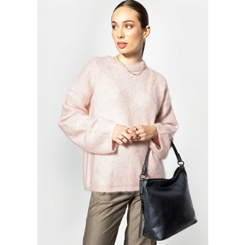 Wittchen Dames handtas, eco-leren tas, glanzend marineblauw