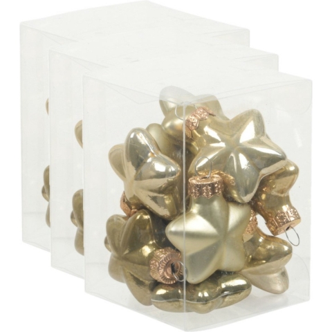 36x stuks glazen sterren kersthangers dusky lime goud/groen tinten 4 cm mat/glans -