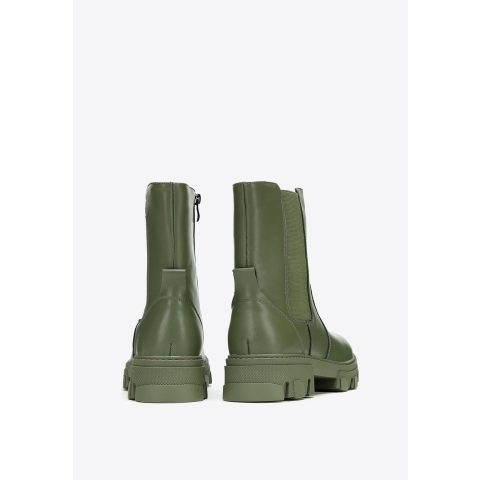 Wittchen Dames Leren Plateau Laarzen Groen Natuurlijk Leer
