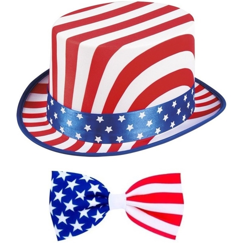 USA/Amerika verkleed thema set hoed en vlinderstrik volwassenen -