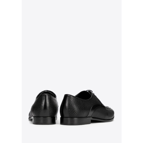 Wittchen Heren Derby schoenen van echt leer met vlechtwerk, zwart
