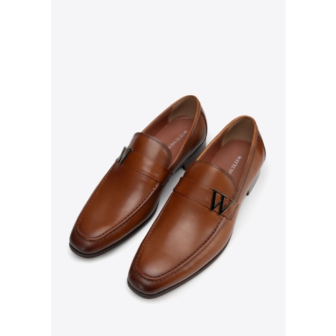 Wittchen Heren mocassins van echt leer met metalen logo, bruin