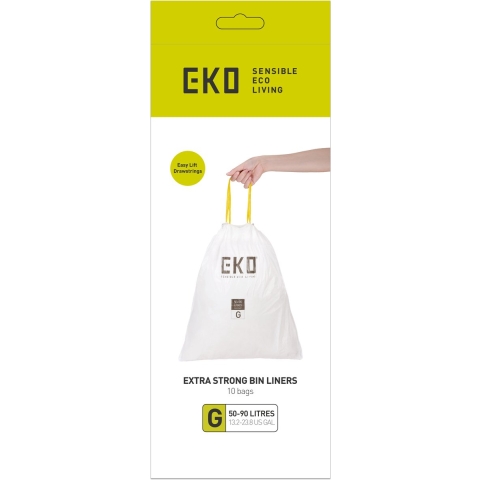 6x EKO Afvalzak met Trekband Wit 50–90 Liter Type G 10 zakken