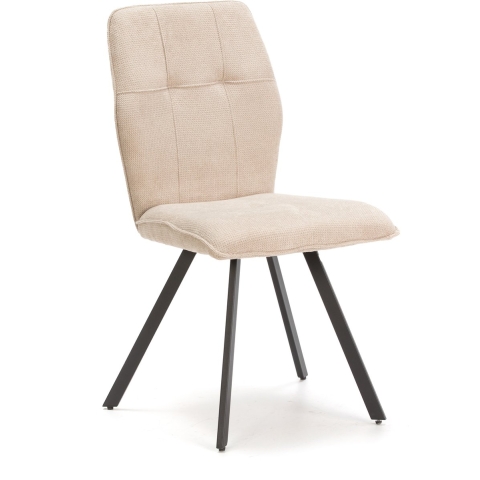 CaliCosy Set van 4 stoelen in stof met zwarte metalen poten l47 cm mery