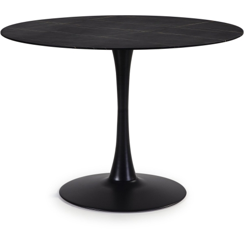 CaliCosy Ronde tafel met glazen blad in marmerlook l110 cm ada