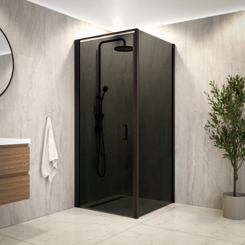 Mirlux Douchecabine vela 90 x 200 smoked glass zwart