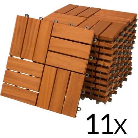 Houten tegel acacia mozaïek FSC®-gecertificeerd set van 11 30x30cm