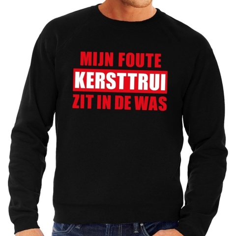 Foute kersttrui - sweater - zwart - Mijn Foute Kersttrui Zit In De Was - voor heren M (50) -