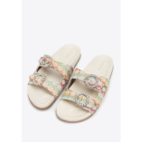 Wittchen Dames Faux Raffia Pantoffels Multicolor Synthetisch Materiaal