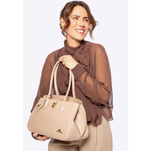 Wittchen Dames leren tas met kwastjes in beige, natuurlijk leer